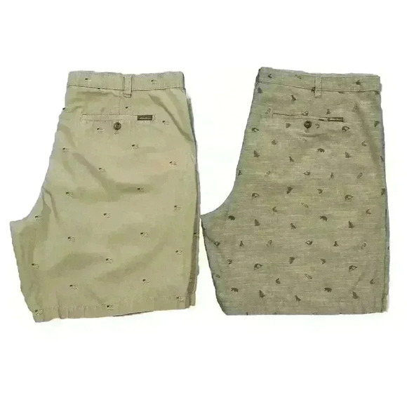 Lot Of 2 Eddie Bauer Chino Khaki Shorts American Flag Print Tag 40 (Act 42) READ - Picture 1 of 16